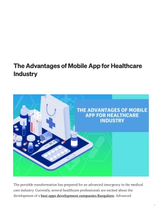 The Advantages of Mobile App for Health... App development