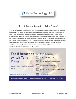 Top 5 Reason to switch Tally Prime
