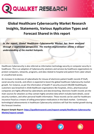 Global Healthcare Cybersecurity Market Research Insights, Statements, Various Application Types and Forecast Shared in t
