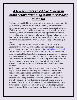 A few pointers you’d like to keep in mind before attending a summer school in th