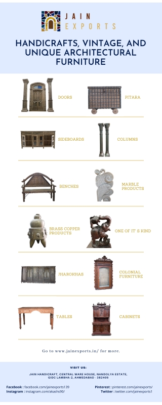 Handicrafts, Vintage, and Unique Architectural Furniture