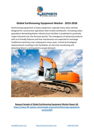 Global Earthmoving Equipment Market - 2019-2026
