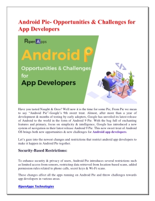 Android Pie  Opportunities Challenges for App Developers