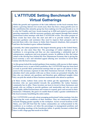 L’ATTITUDE Setting Benchmark for Virtual Gatherings