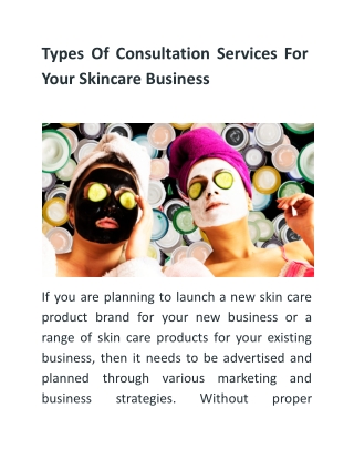 Types Of Consultation Services For Your Skincare Business
