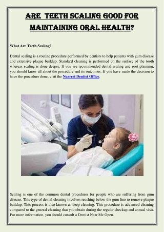 Are  Teeth Scaling Good For Maintaining Oral Health