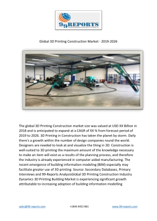 Global 3D Printing Construction Market - 2019-2026
