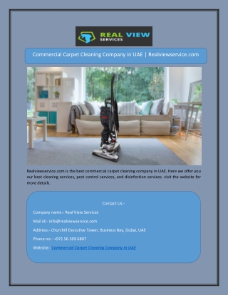 Commercial Carpet Cleaning Company in UAE | Realviewservice.com