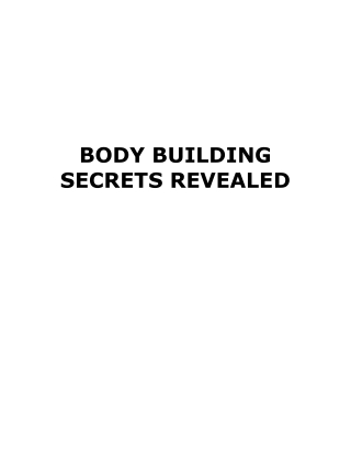Body Building Secret Revealed