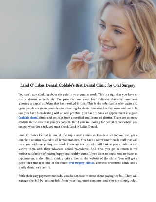 Land O’ Lakes Dental Coldale’s Best Dental Clinic for Oral Surgery