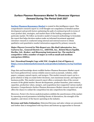 Future Scope Of Surface Plasmon Resonance Market By Top Key Players