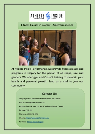 Fitness Classes in Calgary - Aiperformance.ca