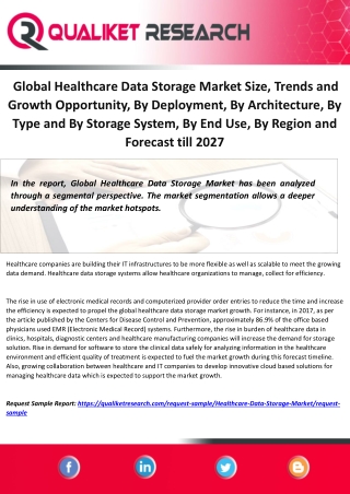 Global Healthcare Data Storage Market Size, Trends and Growth Opportunity, By Deployment, By Architecture, By Type and B