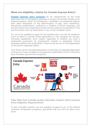 What are eligibility criteria for Canada Express Entry(1)