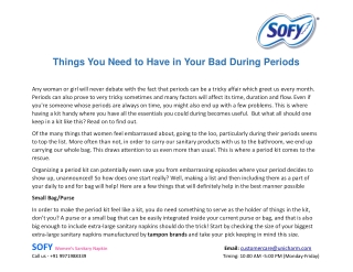 Things You Need to Have in Your Bad During Periods