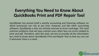 Everything You Need to Know About QuickBooks Print and PDF Repair Tool