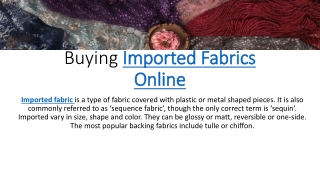 Buying Imported Fabrics Online