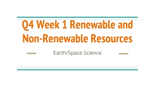 Renewable and Non-Renewable Land Resources