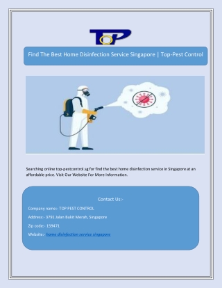 Find The Best Home Disinfection Service Singapore | Top-Pest Control