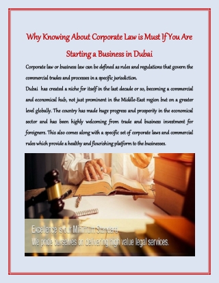 Why Knowing About Corporate Law is Must If You Are Starting a Business in Dubai