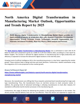 North America Digital Transformation in Manufacturing Market 2025 Trends, Growth