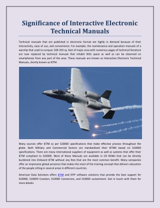 Significance of Interactive Electronic Technical Manuals