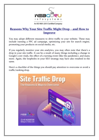 Reasons Why Your Site Traffic Might Drop – and How to Improve