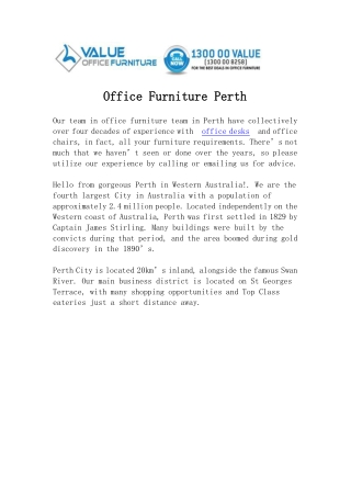 Buy Office Furniture In Perth | Office Desks | Office Chairs | Office Tables