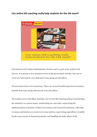 Can online IAS coaching really help students for the IAS exam
