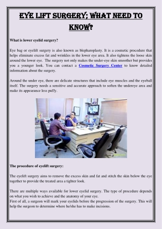 Eye Lift Surgery What need to know