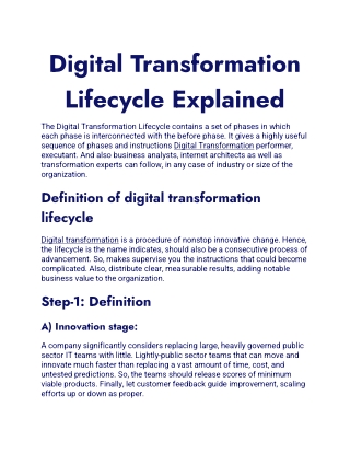 Digital Transformation Lifecycle Explained