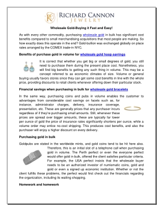 Wholesale gold-Buying it fast and easy