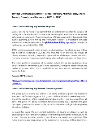 Surface Drilling Rigs Market – Global Industry Analysis, Size, Share, Trends