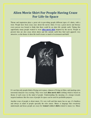 Alien Movie Shirt For People Having Craze For Life-In-Space