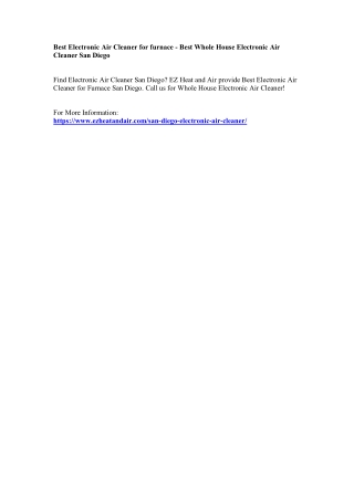 Best Electronic Air Cleaner for Furnace San Diego, CA | Whole House Electronic A