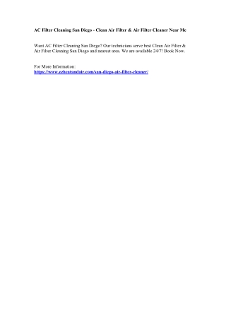 AC Filter Cleaning San Diego - Clean Air Filter & Air Filter Cleaner Near Me
