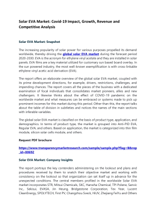 Solar EVA Market: Covid-19 Impact, Growth, Revenue and Competitive Analysis