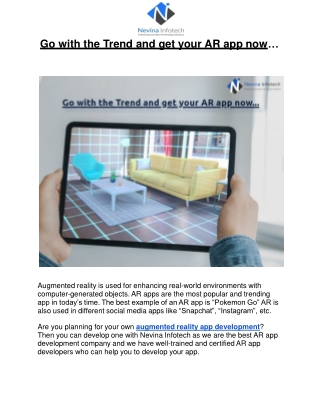 Go with the Trend and get your AR app now