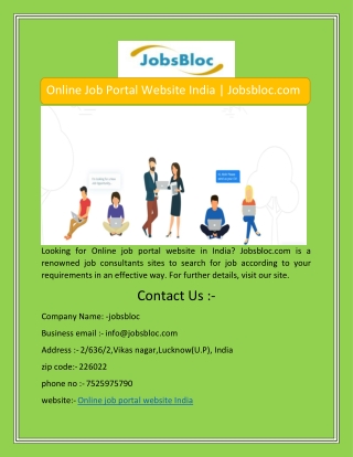 Online Job Portal Website India | Jobsbloc.com