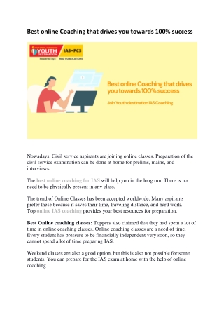 Best online Coaching that drives you towards 100% success