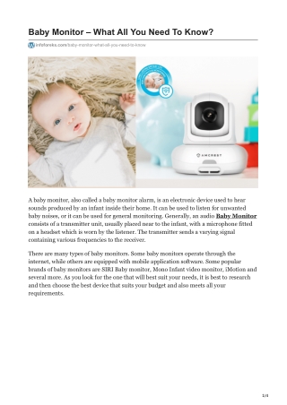 Baby Monitor  What All You Need To Know