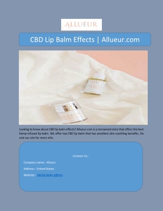 CBD Lip Balm Effects | Allueur.com