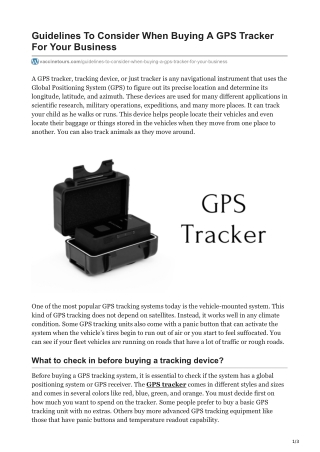 Guidelines To Consider When Buying A GPS Tracker For Your Business