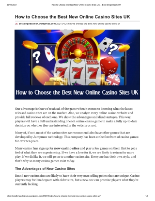 How to Choose the Best New Online Casino Sites UK