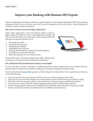 Improve your Ranking with Houston SEO Experts