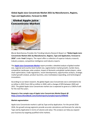 Global Apple Juice Concentrate Market Research Report 2021-2026
