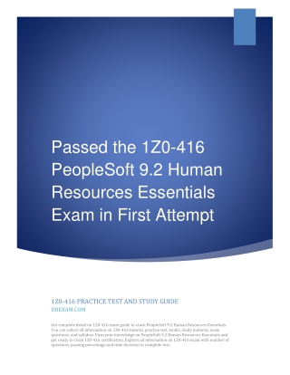 Passed the 1Z0-416 PeopleSoft Human Capital Management 9.2 Exam in First Attempt
