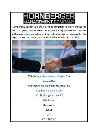 Construction Recruitment Firm | Hornbergerusa.com