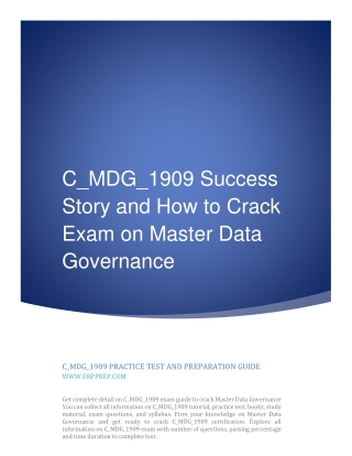 C_MDG_1909 Success Story and How to Crack Exam on Master Data Governance