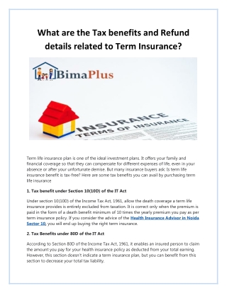 What The Tax Advantages and Refund Information for Term Insurance